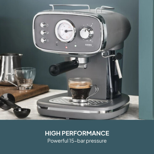 Cooks Professional Cooks Professional Retro Espresso Machine | Grey 1