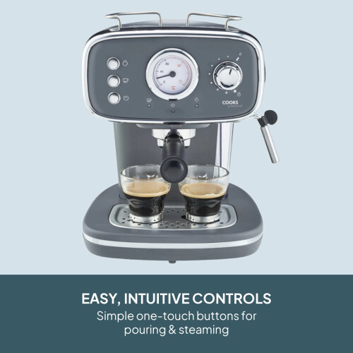 Cooks Professional Cooks Professional Retro Espresso Machine | Grey 2