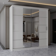 (White, 120cm) MN FURNITURE Bristol Sliding Door Wardrobe with Mirror