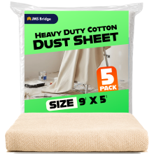 5 x Heavy Duty Canvas Dust Sheets 9ft x 5ft Reusable Cotton Drop Cloth for Painting, Decorating, Furniture & Floor Protection