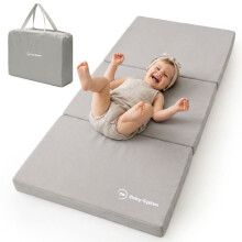 Colchón plegable gris para cuna de viaje - Moby System - Compatibilidad 120 x 60 cm - Espuma transpirable