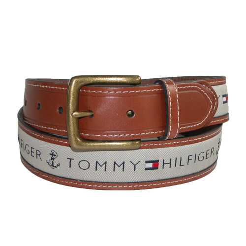 Tommy Hilfiger Tommy Hilfiger Men's Leather Casual Belt with Fabric Inlay