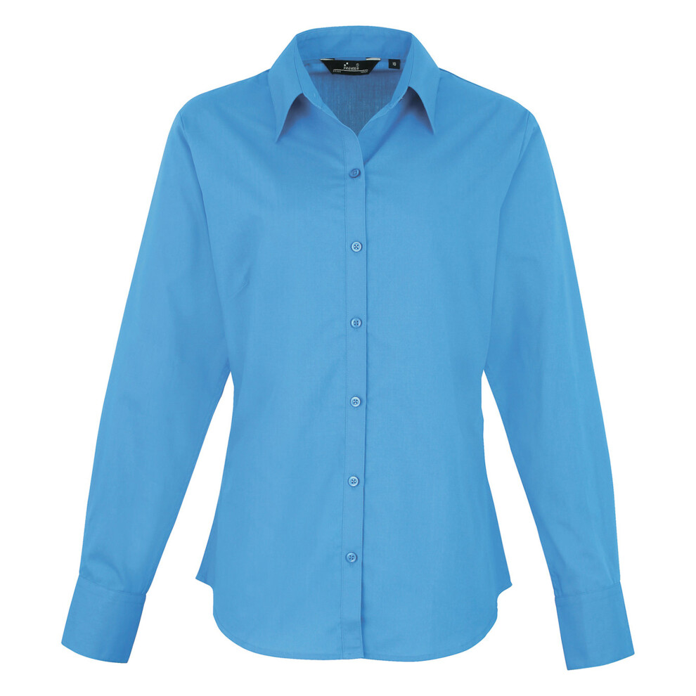 Premier (12, Sapphire) Womens/Ladies Poplin Long-Sleeved Blouse
