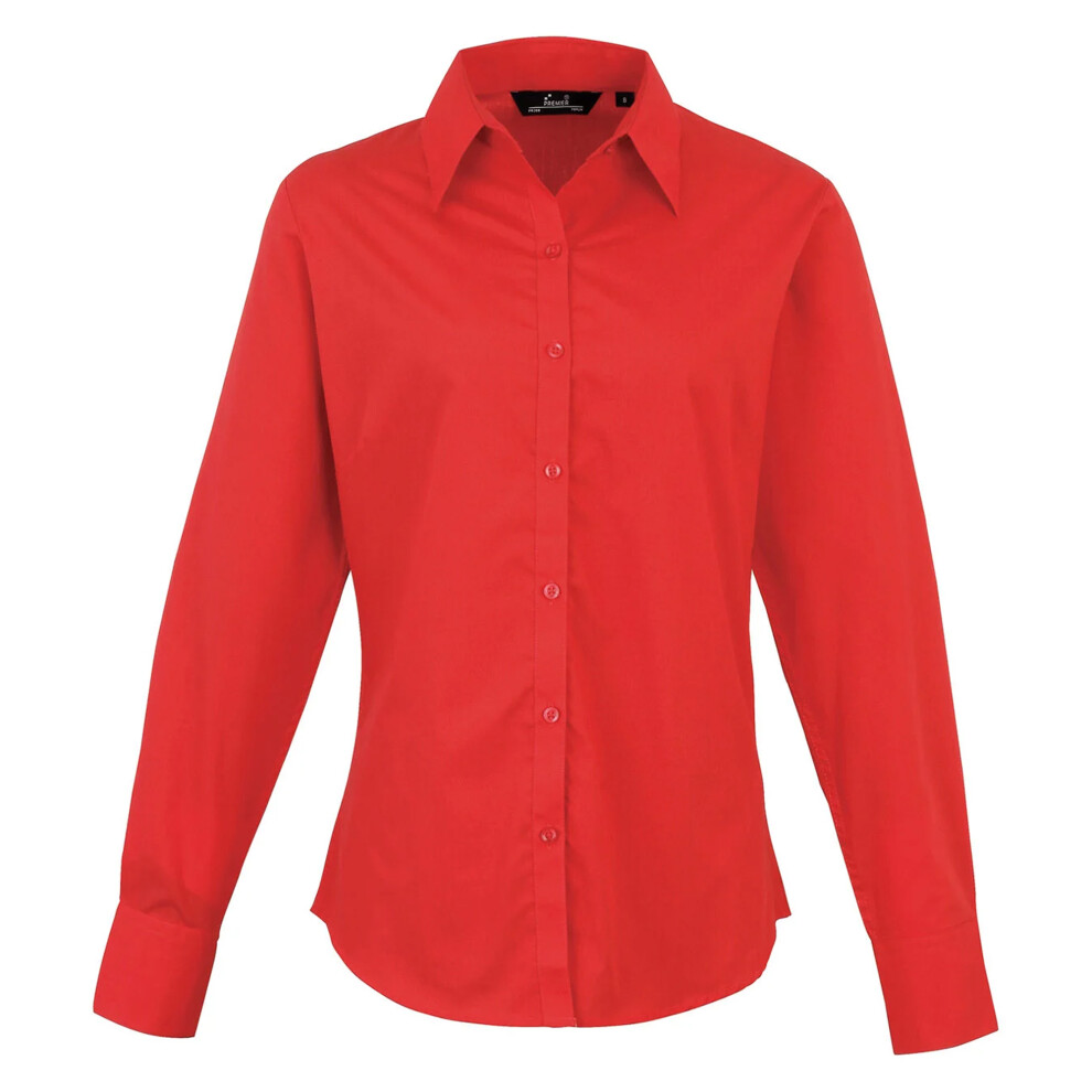 Premier (28, Red) Womens/Ladies Poplin Long-Sleeved Blouse
