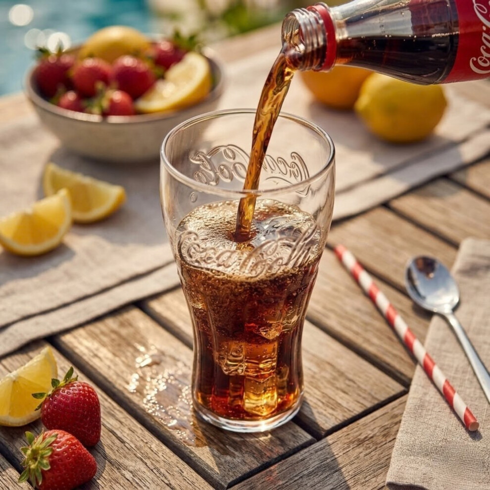 Coca Cola Contour Highball Drinking Glass 570ml Clear Round Dishwasher Safe 4Pcs - Image 2