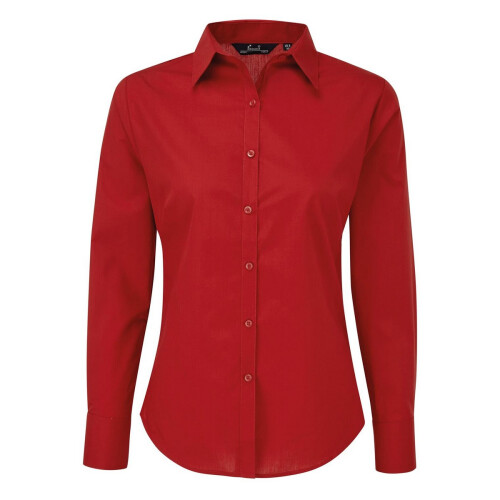 (14 UK, Red) Premier Womens/Ladies Long-Sleeved Shirt