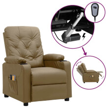 vidaXL Massagesessel Elektrisch Cappuccino-Braun Kunstleder