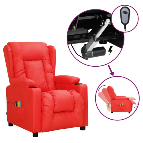 VidaXL vidaXL Massagesessel Elektrisch Rot Kunstleder