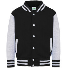 (12-13 Years, Jet Black/Heather Grey) Awdis Childrens/Kids Varsity Jacket