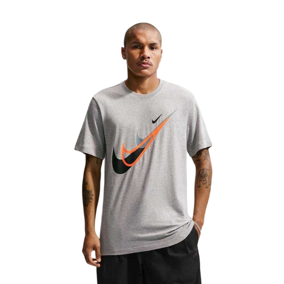 Nike (L, Grey) Mens Logo Regular T-Shirt