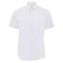 (16inch, White) Russell Collection Mens Short Sleeve Easy Care Tailored Oxford Shirt
