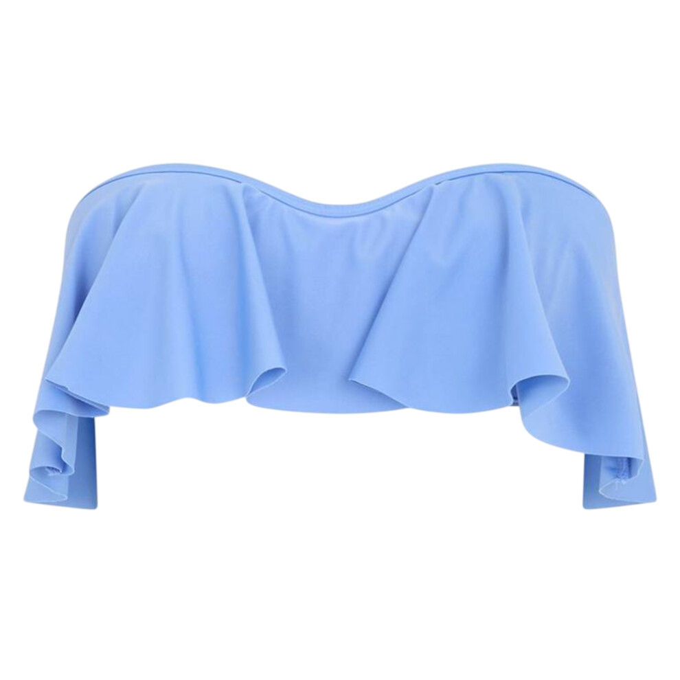 Photos - Swimwear Brave Soul Womens/Ladies Frill Bandeau Bikini Top(10 UK, Blue)