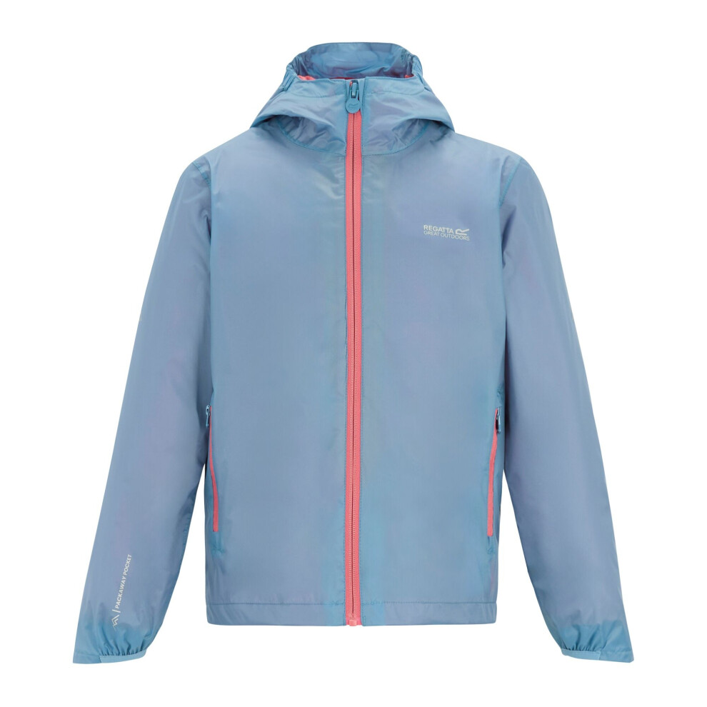Regatta (11-12 Years, Washed Denim/Peach Pink) Childrens/Kids Lever Waterproof Shell Jacket