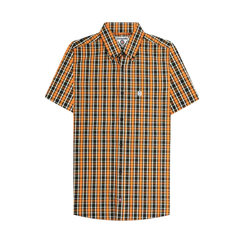 Lambretta (S, Black/White/Orange) Unisex Adult Checked Shirt