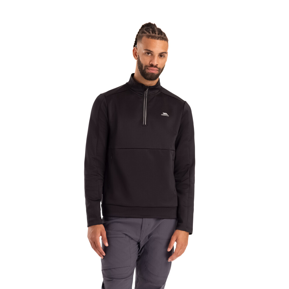 Trespass Men's Funnel Neck Half Zip Long Sleeve Top Jay Black Large - Image 2
