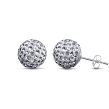 Jewelco London Ladies Sterling Silver Crystal Disco Ball Stud Earrings - GVE142A