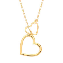 Jewelco London Yellow Gold-Plated Sterling Silver Delicate Open Love Hugging Hearts Interlinked Lariat Necklace - GVK515