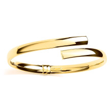 Jewelco London Ladies Gold-Plated Sterling Silver Oval Tube Crossover Bypass Bangle Bracelet - GVG232G