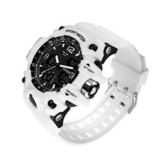 SANDA Men's 5Bar Dual Time Military Sports Chronograph Full Calendar Alarm Watch