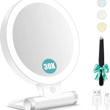 7-Inch 30X Rechargeable LED Double-Sided Makeup Mirror