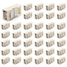 Skärmad RJ45-Kontakt CAT5E CAT6 Crimp Ethernet-Kontakt STP 8P8C Modulära Kristallhuvudkontakter 200 Delar