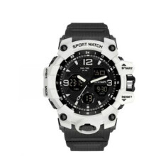 SANDA Men's 5Bar Dual Time Military Sports Chronograph Full Calendar Alarm Watch
