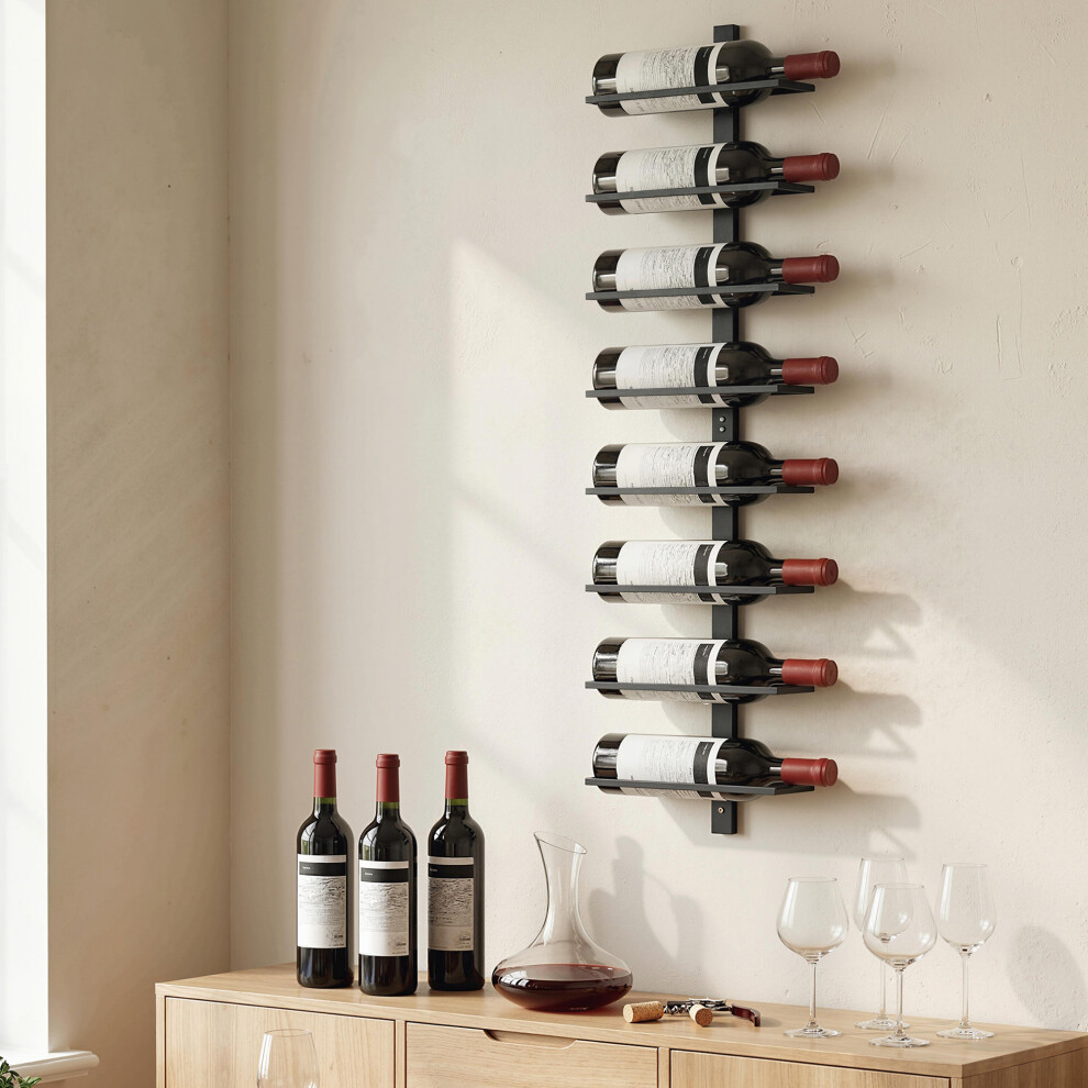 Homcom Wall Mount Wine Rack For 8 Wine Bottles, Black