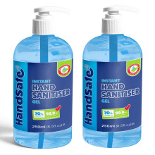 Handsafe - Sanitiser Gel 500ml - Hospital Grade Hand Sanitiser, Kills 99.9%+ Bacteria & Viruses, Conveniently Supplied in 2 x250ml Pump Bottles