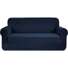 SAMSTEX Stylish Sofa Covers 4 Seater High Stretch 1-Piece Slipcovers Thick Soft Sofa Protector Machine Washable Non-Slip Couch Covers (Navy Blue)