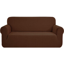 SAMSTEX Stylish Sofa Covers 4 Seater High Stretch 1-Piece Slipcovers Thick Soft Sofa Protector Machine Washable Non-Slip Couch Covers (Brown)