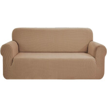 SAMSTEX Stylish Sofa Covers 4 Seater High Stretch 1-Piece Slipcovers Thick Soft Sofa Protector Machine Washable Non-Slip Couch Covers (4 Seater, Sand)