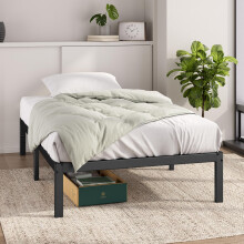Zinus Elias 3ft Single Bed Frame with Storage Space Underneath - (90 x 190 cm) - 14.2'' Height - Metal Bed Base with Steel Slat Support