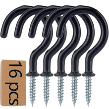 16PCS Metal Ceiling Hooks 2.9 Inch Multipurpose Vinyl Coated Screw-in Wall Hooks for Hanging Plants, Cups, Utensils