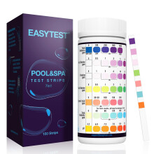 EASYTEST 7-Way Pool Test Strips, 150 Strips Water Chemical Testing for Hot tub and Spa, Accurate Test Bromine, Total Alkalinity, pH, Free Chlorine