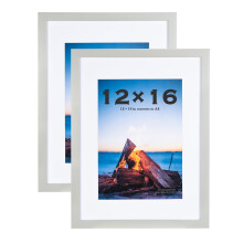 Grey Wooden Picture Frame 12x16 with Mount for A4 print, Set of 2, 12x16 Inch Certificate Picture Frame, 30x40cm Poster Frame,Wall Mountable