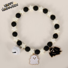 (Black)Halloween Pet Jewelry With Cute Ghost And Skull Beads For Cats Holiday Dress
