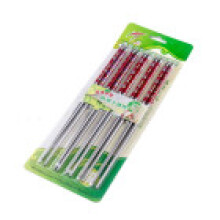 (Color3)Flower Printed Chop Sticks Stainless Steel Chopsticks Chinese Food Culture