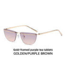 (Purple Tea)Elegant Metal Square Eyewear With Uv400 And Pc Lenses For Party Performances Stage