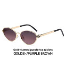 (Gray Pink)Elegant Gold Frame Sunglasses With Multiple Lens Options For Summer Outings Parties
