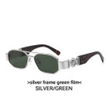 (Silver Green)Modern Square Sun Glasses With Lightweight Frame For Travel And Performances Stage