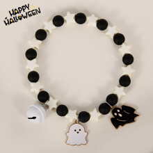 (Black)Halloween Pet Jewelry With Cute Ghost And Skull Beads For Cats Dress Holiday