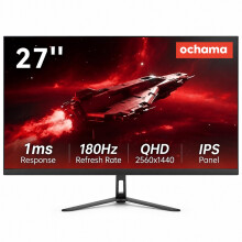 Ochama 27 Inch Gaming Monitor, 2K QHD IPS 180Hz Computer Display, Ultra-Narrow Bezel, for PC/Laptop/Office/Gaming, Includes Free Wired Keyboard