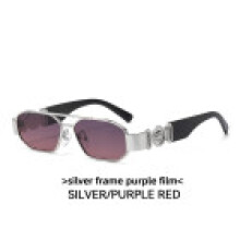 (Silver Red Gray)Modern Square Sun Glasses With Lightweight Frame For Travel And Stage Performances