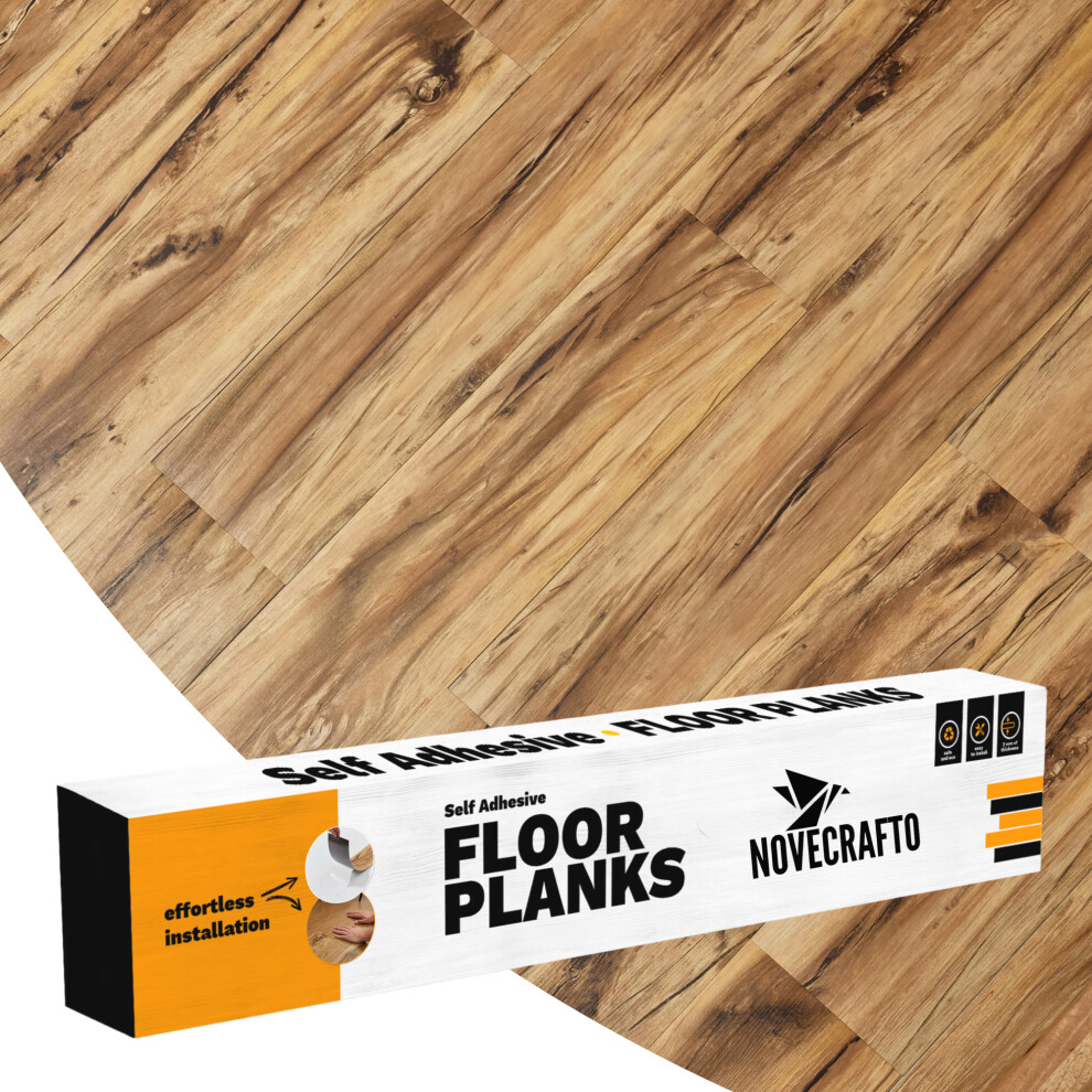 (Sandalwood Glow, 20) Self Adhesive Floor Planks 36X5.98in (91.4X15.2cm) - Vinyl Flooring Set Peel And Stick Floor Tiles - Vinyl Floor Tiles Wood Effe 5061064151560