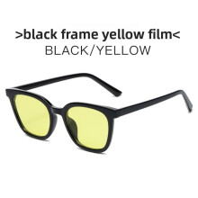 (Black Yellow)Gafas de sol con marco cuadrado de protección Uv400 para hombres y mujeres regalos de moda