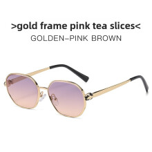 (Purple Pink)Óculos de sol femininos poligonais com proteção Uv400 elegante acessório externo