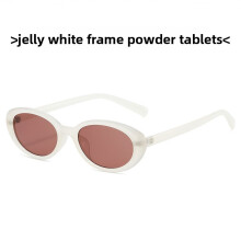 (White Red)Óculos de sol oval retrô clássico com proteção UV400 leve para uso diário