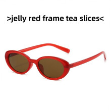 (Orange Red)Óculos de sol oval retrô clássico com proteção UV400 leve para uso diário