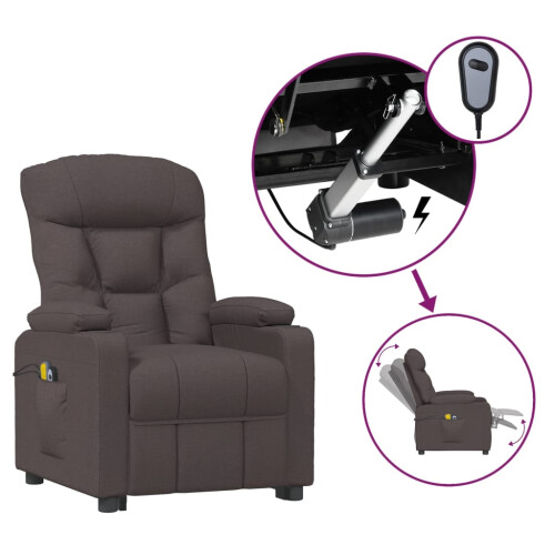 VidaXL vidaXL Massagesessel Elektrisch Dunkelbraun Stoff 1