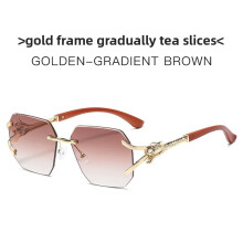 (Gradient Tea)Óculos de sol unissex quadrado sem moldura com proteção Uv400 para ambientes externos elegantes
